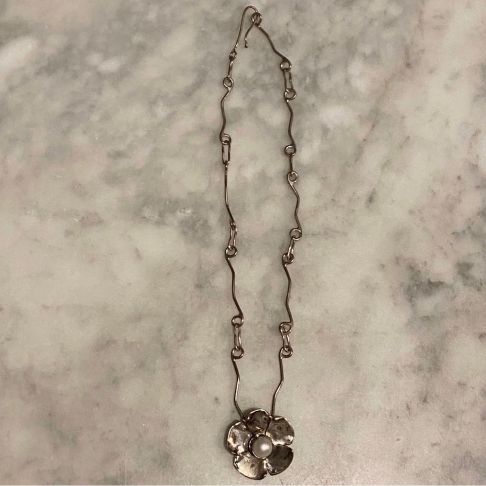 Stirling silver & pearl flower necklace